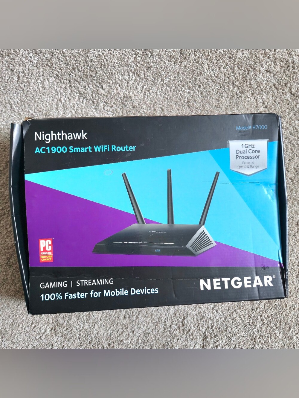 NETGEAR Nighthawk AC1900 Smart WiFi Router R7000 Dual Core Processor 1GHz